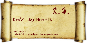 Krátky Henrik névjegykártya